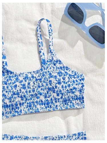 Girl's Ditsy Floral Bikini Set Spaghetti Strap Smocked Bathing Suit Two Piece Swimsuit3