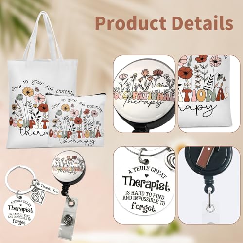 Occupational Therapy Gifts, Occupational Therapy Bag, 4 Pcs That Can Be Given to Professional Medical Practitioner, Including Tote Bag, Makeup Bag, Key Chain and Badge Holder to Show Your Appreciation - Image 4