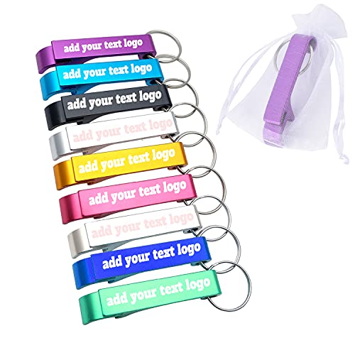 50pcs Personalized Wedding Favors Bottle Opener Custom Aluminum Bottle Opener With Organza Bags, Engraved Any Text/Logo Wedding Favors, Brewery, Bar, Anniversaries, Party, Guests, 2021 Christmas
