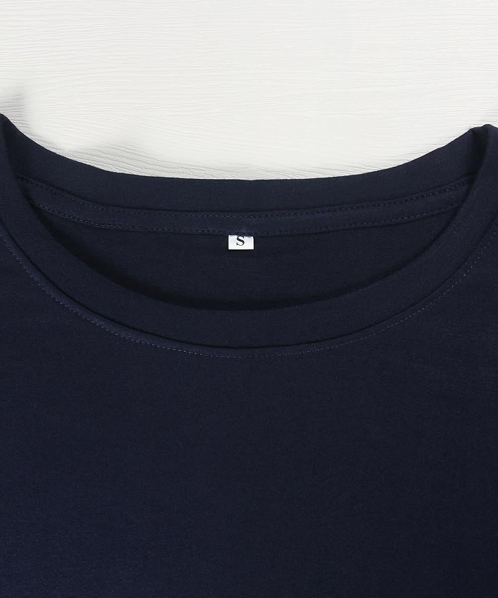 Smile Fish Women Crewneck Loose Fit Shirt Long Sleeve Casual T Shirts Basic Top Tees - Image 3