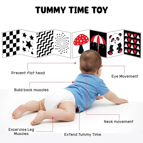Image of High Contrast Flash Cards Busy Book for Babies & Newborns | 2 Carousel Books, 32 Objects Cards, 2 Stands | Visual & Sensory Stimulation, Tummy Time Toy | Gift for 0-18 Months