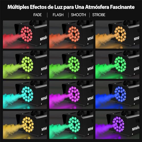 Miniatura 2 de Mosfiata Maquina De Humo 1200w, 18 Led Rgb Para Fiestas Discoteca Halloween