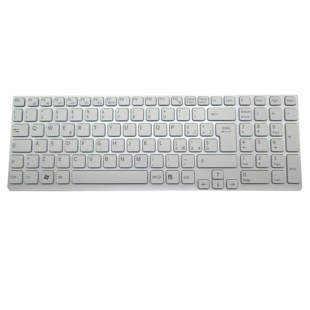 Laptop Keyboard for Sony SVE151 SVE17 90 4MR07 10E Italy IT White with Frame