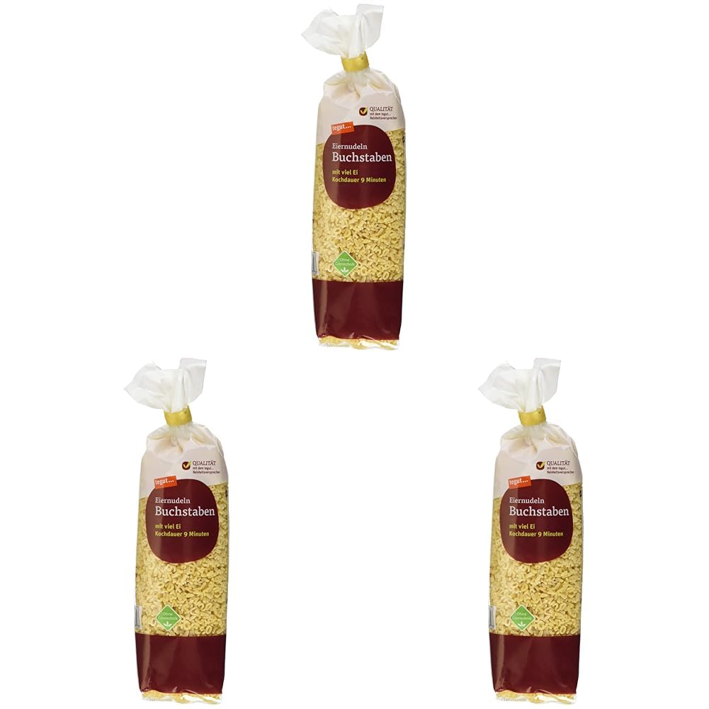 tegut... Eiernudel Buchstaben, 1 x 250 g (Packung mit 3)