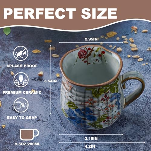 Taza de cerámica 280 ml con diseño floral vintage miniatura 2