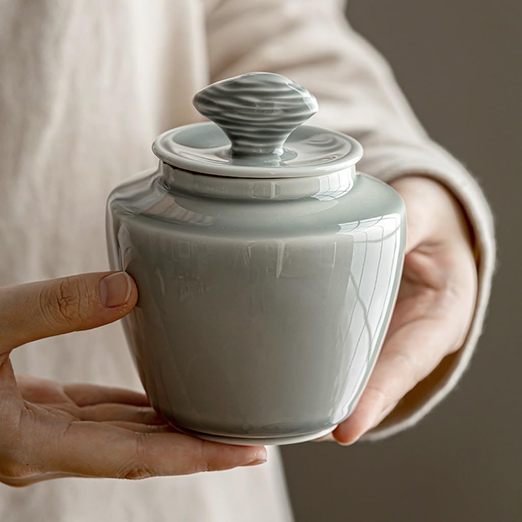 Juego De Té Latas de té esmaltadas de Colores for Uso doméstico, latas de té de cerámica Retro Selladas, latas de té a Prueba de Humedad Tarro para Guardar Té(B)