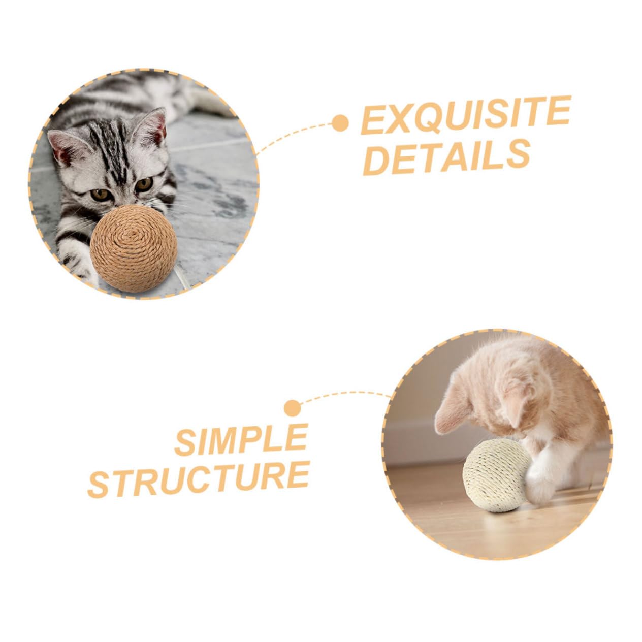 Kisangel 6 Piezas Bola de sisal para Gatos Juguete para Gatos Juguete de Pelota para rascar Juguetes para Juguetes para Masticar Gatitos Juguete para Mascotas rascadores para