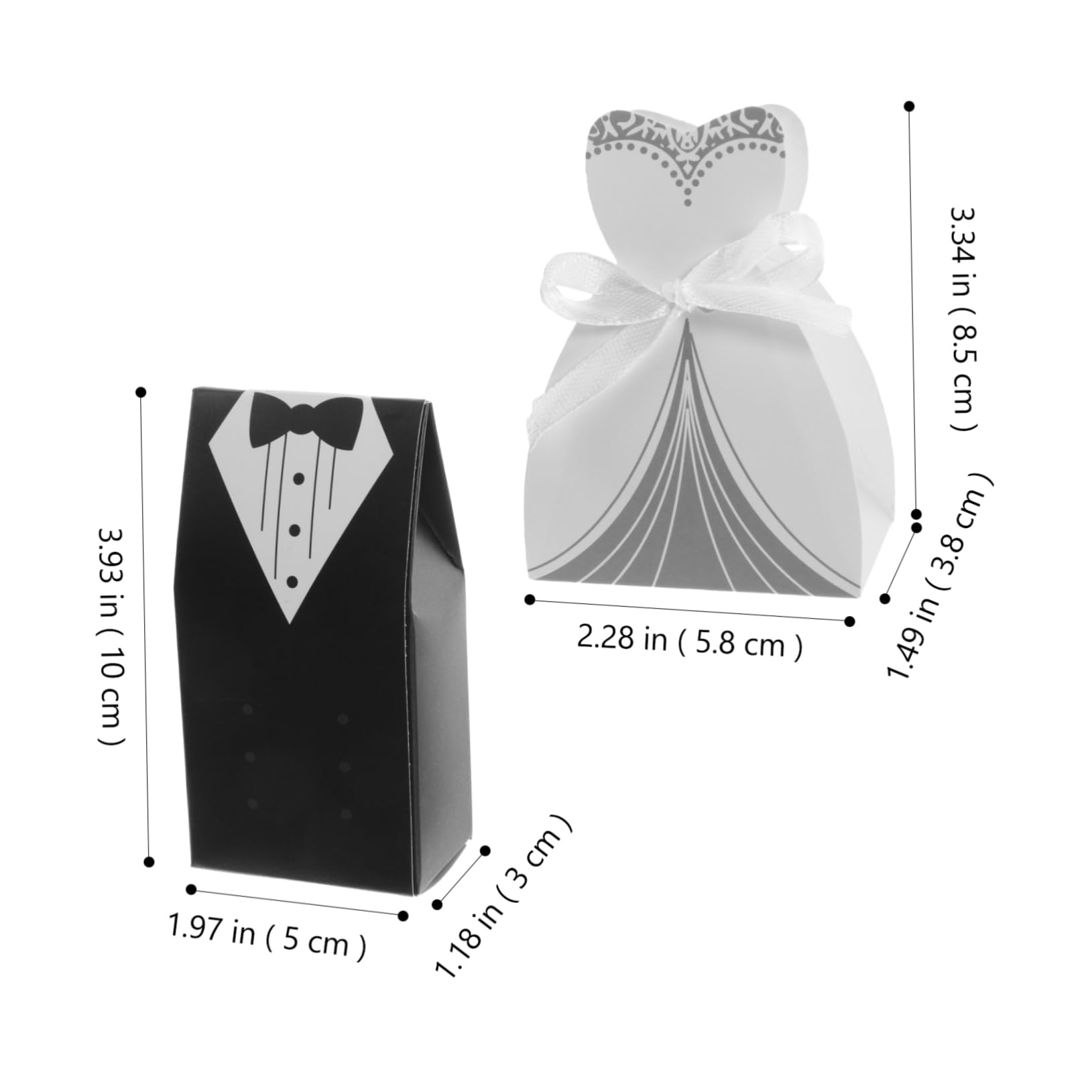 Scatole Regalo Matrimonio 100 Pezzi Bianco Nero per Confetti