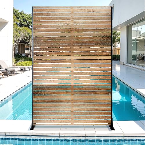Metal Privacy Screen for Outdoor & Indoor Use, Free Standing Privacy Screen for Patio Garden Pool, 72