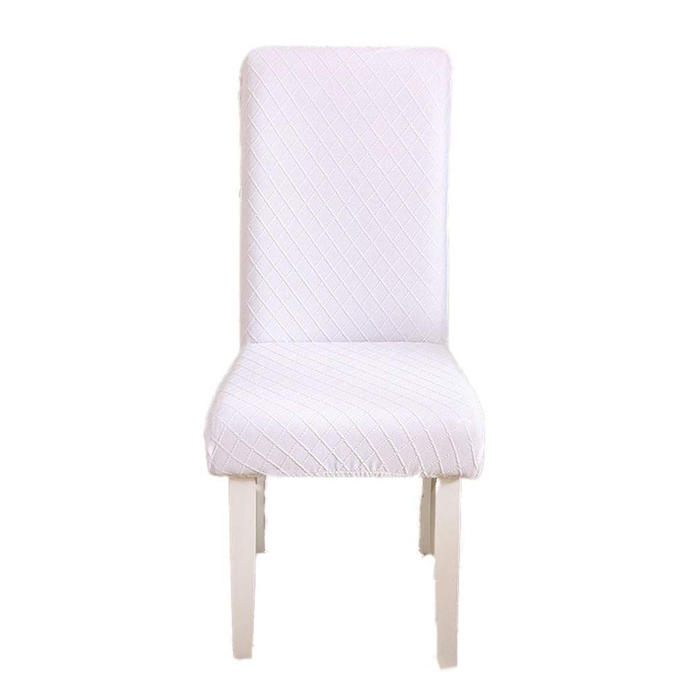 Coprisedia elastico per sedia da pranzo con schienale alto e schienale alto, copridivano, elastico per sedia per ristorante di matrimonio, banchetti in jacquard (bianco, 6 pezzi)