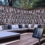 CCILAND Solar Curtain Lights Outdoor 4M x 1M 200 LED Curtain String Lights Green Wire Waterfall Fairy Lights for Bedroom Garden Patio Gazebo Decor - Cool White