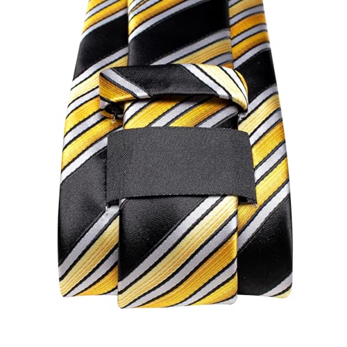 Image of Dubulle Silk Ties Set for Men Formal Paisley Striped Necktie Pocket Square Cufflinks 3PCS Sets Wedding Business Party