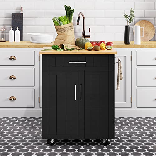 Comparison: Best Microwave For Kitchen Island 6 Shintenchi Kitchen Island Cart with Storage,Rolling Kitchen Island Side Table on Wheels with Worktop,Single Door Storage Cabinet and Drawer for Kitchen,Dinning Room, Black