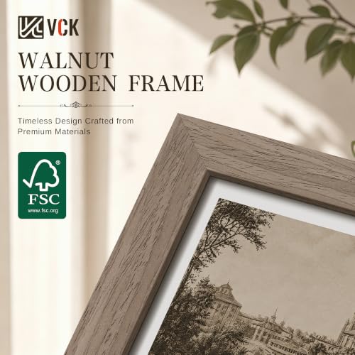 Image of VCK 14x22 Picture Frame Set of 3, Walnut Wood Frames for Wall Decor