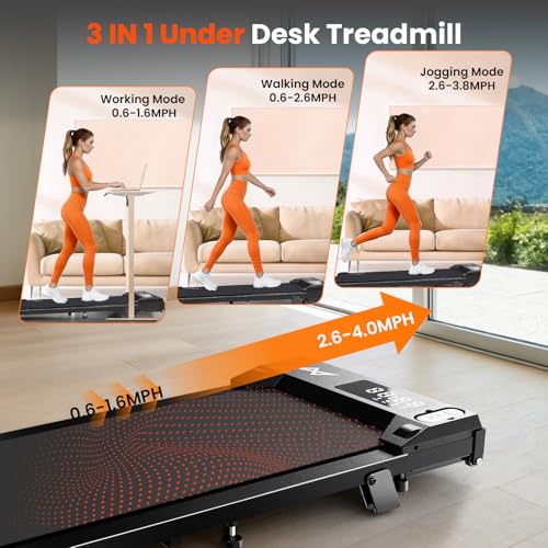Image of AXV Treadmills Walking pad with Incline Under Desk Treadmill for Home, Portable Slim Compact Treadmill Walk Running Machine with Adjustable Speed,Remote Control, LED Display