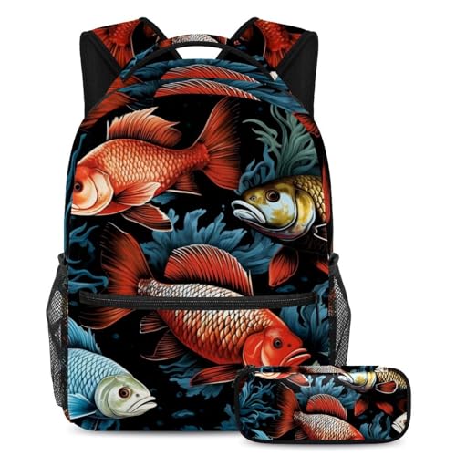 Sac à dos poisson coloré multicolore pour étudiant et cartable de voyage enfant