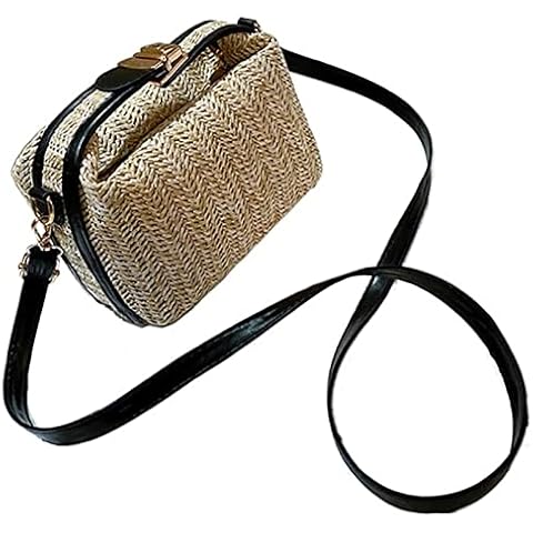SYT-MD Straw Bags, Women Shoulder Bag Casual Straw Woven Zipper Crossbody Bag Fashion Female Summer Beach Travel Handbag Bag Cover