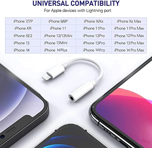 Lightning To 3.5 Mm Headphone Adapter For Iphone,3Pack [Apple Mfi Certified] Iphone Adapter For Headphone Jack Audio Aux Adapter Dongle Converter Compatible For Iphone14 13 12 11 Xs Xr X 8 7,All Ios #TOP4
