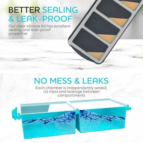 Image of Silicone Freezer Tray With Lid-Soup Freezer Container molds-Large Ice Cube Tray Set Makes 1-Cup & 2-Cup portions cubes Perfect for preparing meals in different portion sizes Oven & Dishwasher -Safe