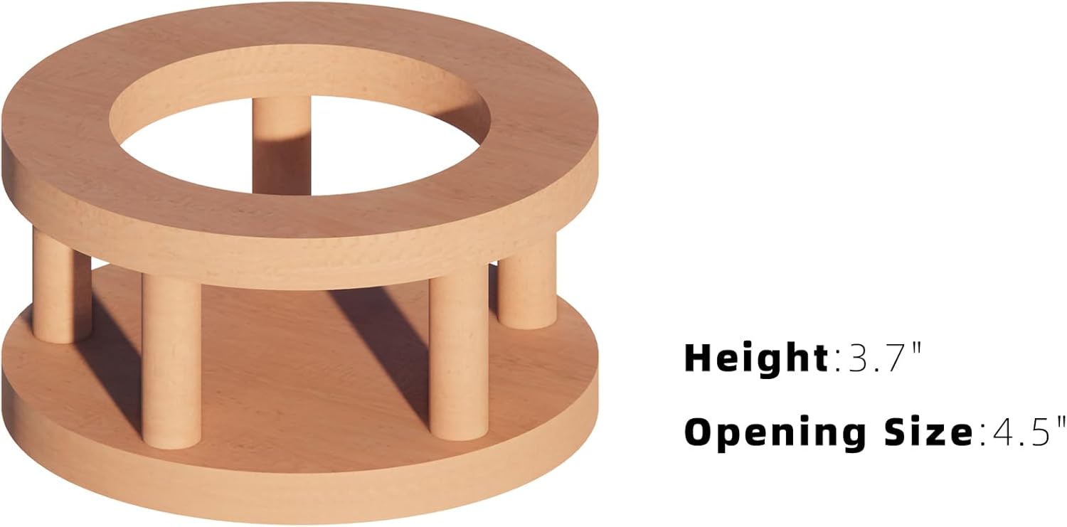 DownPat Solid Wood Cats Bowl Stand,Cat Food Table,Elevated Feeding Station for Cat Food/Water Bowl,Bowl Not Included,Pet Feeder for Cats and Puppy (Tall Round Single Bowl, 3.7")