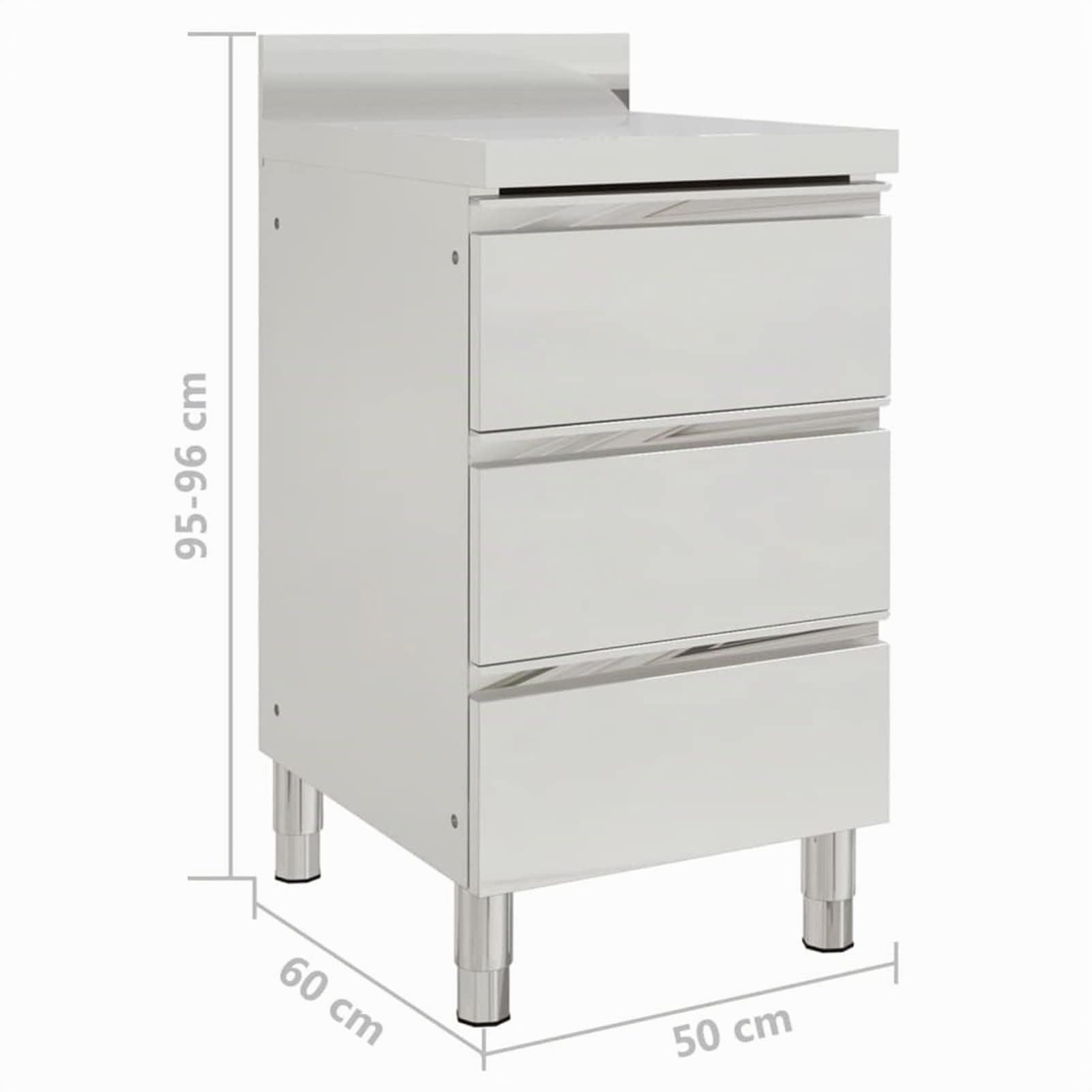 Gecheer Armadietti da Commerciale con 3 Cassetti, in Acciaio Inox, 50x60x96 cm