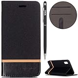  WIWJ Schutzhülle für iPhone XS Max Handyhülle Leder Case für iPhone XS Max Hülle Lederhülle Flip Cover[Tricolor Stark magnetisch Automatische Absaugung Handy Case] Hülle für iPhone XS Max-Schwarz