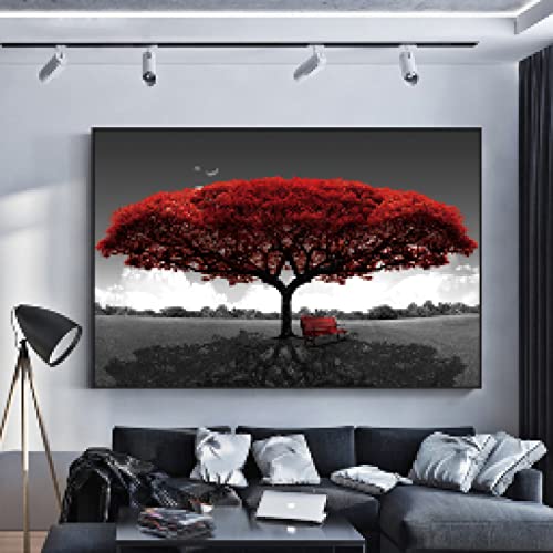 Peintures sur le mur art affiches arbres rouges déco salon