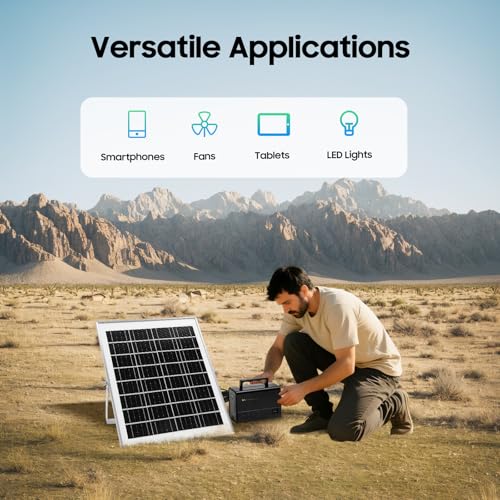 Upgrade Generador Solar Portátil, Generador Solar Portátil con Panel Solar y 4 Bombillas LED, Inversor Solar 12V 4A para Exterior y Camping (Estándar US) miniatura 6