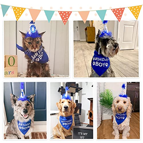 Dog Birthday Hat Bandana Set - Soft Birthday Boy Triangle Scarf And Number Hat, Cute Birthday Party Supplies With 0-8 Figures #TOP5