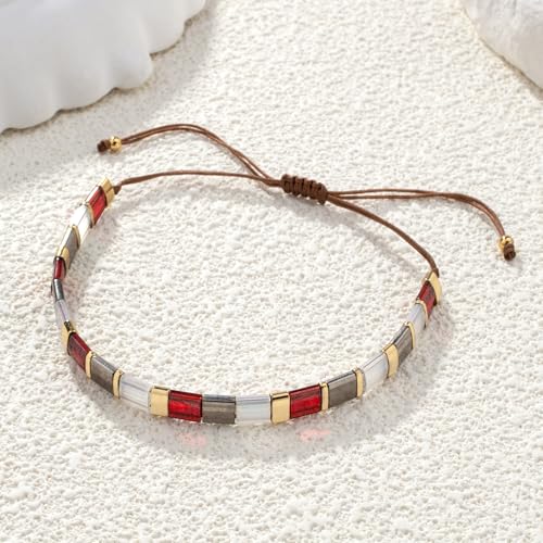 Image of KELITCH Colorful Tila Beaded Bracelets Women Strand Friendship Bracelet Handmade New Link Cuff Bracelets