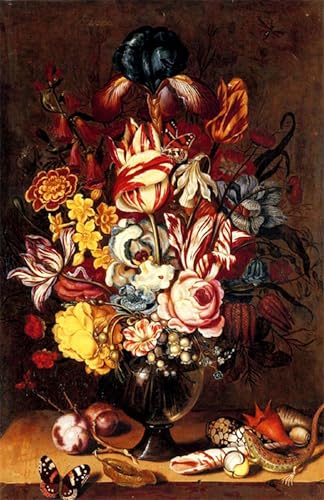 Affiche Tulipes Narcisses Fleurs Vase en Verre Décoration Salon Grand Format 60x90cm