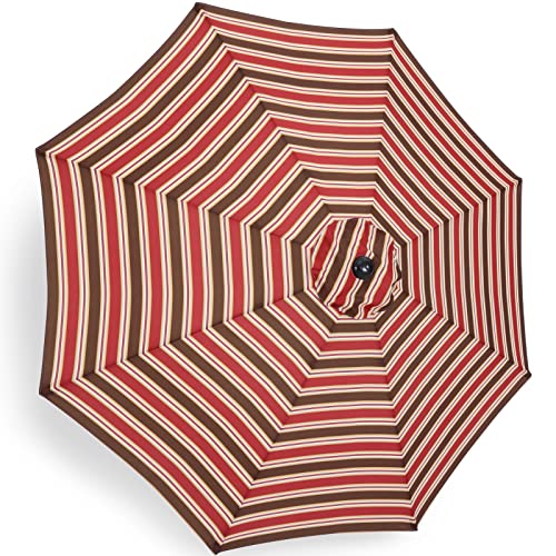 Image of ABCCANOPY 9ft Outdoor Umbrella Replacement Top Suit 8 Ribs (Red Stripes)