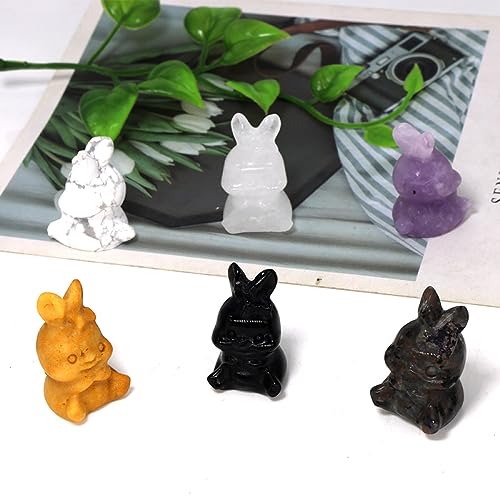 Figuritas de conejo talladas en cristal natural, decoración zen y lepidolita para el hogar 5