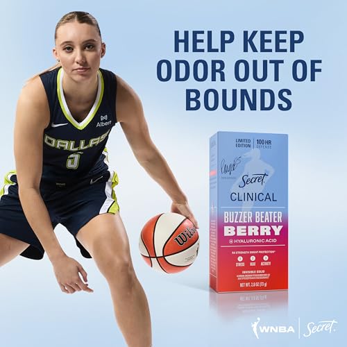 Image of Secret Clinical Strength 100HR Defense, Invisible Solid Antiperspirant Deodorant for Women, Paige Bueckers Edition, Triple Threat Sweat Protection, Hyaluronic Acid, Buzzer Beater Berry Scent, 2.6 oz
