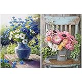 2 Stück 5d Diamantmalerei Leinwand (ohne Rahmen), hochauflösende Druck Leinwand ist wasserdicht und glatt Textur, die Diamantmalerei selbst ist klebrig, so dass das Diamantbild stabiler ist, so dass Sie das Bild leicht vervollständigen können.