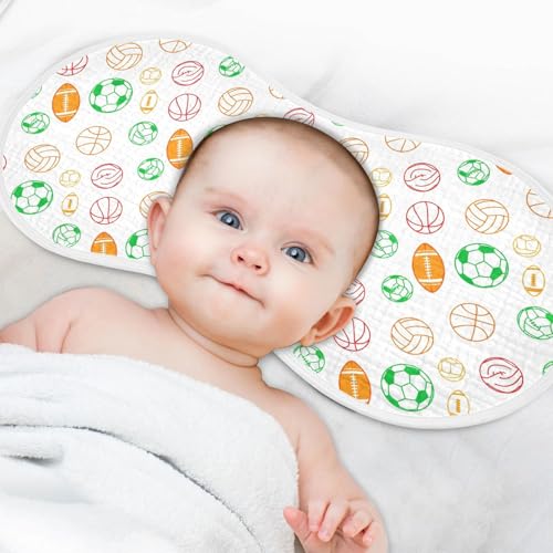 2 Pack Muslin Burp Cloths Soccer White Cotton Baby Burp Cloths Ultra Absorbent and Soft Burping Cloth for Newborn Babies Boys Girls, Large 22" x 11"4