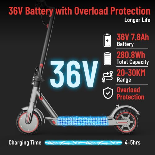 Image of 350W /500W Adult Electric Scooter, 8.5 inch /10 inch Solid Tires, 36V 7.8AH-15AH Battery, UP to 19-25MPH, 20-31 Miles Range, Foldable Lightweight E-Scooter, Dual Brakes, App Control, Max Load 265 LBS