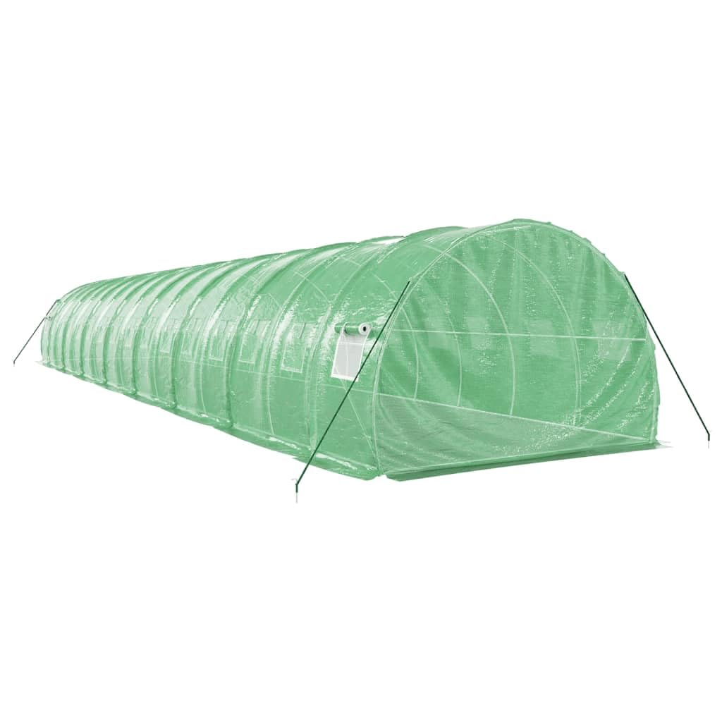 Homgoday Invernadero con Estructura de Acero Verde 48 m² 16x3x2 m, Invernadero Caseta Jardín Terraza Plantas Semilla Cultivo Huerto Verduras Cubierta Casero