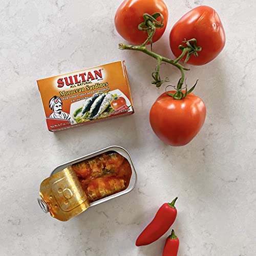  Sultan Moroccan Seasoned Sardines in Tomato Sauce - High Protein, No Additives, Keto Friendly, |37oz (Pack of 50)
| Sul