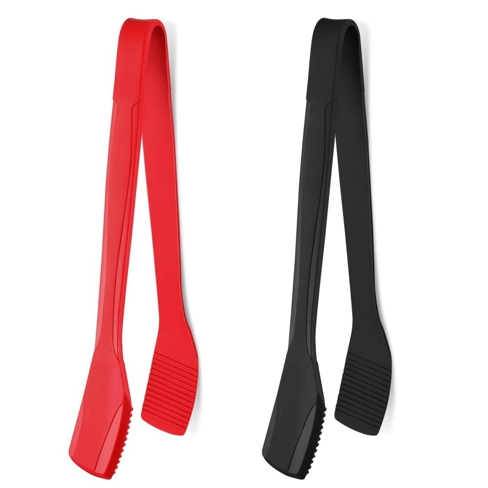 CTRLZS 2Pcs 11 Inch Kitchen Serving Tongs Silicone Serving Tongs for Cooking with Silicone Tips Toast Tongs Salad Tongs A