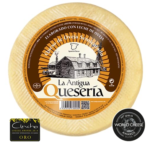 La Antigua Quesería - Queso de Oveja Semicurado Premiado (Oro Cincho) - Pieza 3kg - 100% Leche de Oveja Pasteurizada - Curación Mínima 2 Meses.