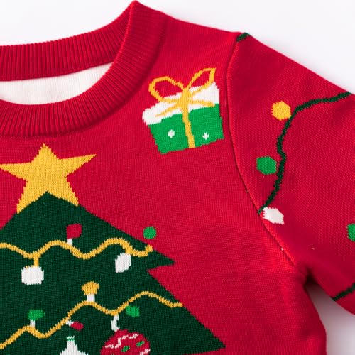 Image of Girl Ugly Christmas Sweater - Boy Double Layer Knitted Reindeer Holiday Xmas Pullover Sweater Kids 2-9 Years Old