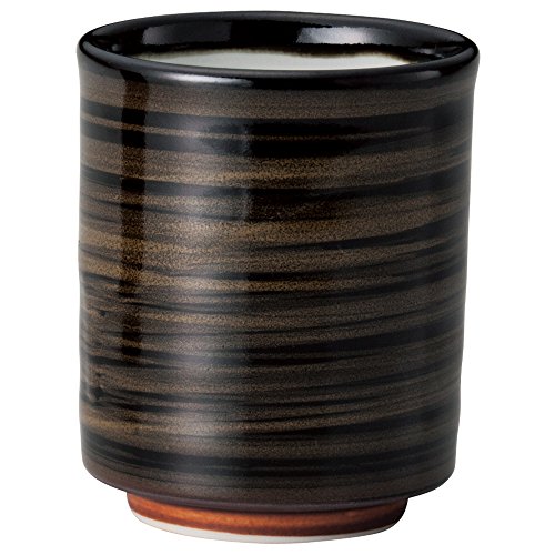 Yamashita Craft Teacup, Porcelain ?3.1 x 3.8 inches (8 x 9.7 cm), 9.5 fl oz (270 cc), Black Iron Sand Kirit
