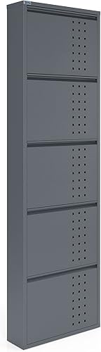 Vista 128 de Gabinete de zapatos de metal de 5 niveles con tapa, organizador de almacenamiento de zapatos duradero para entrada, armario de estante de zapatos