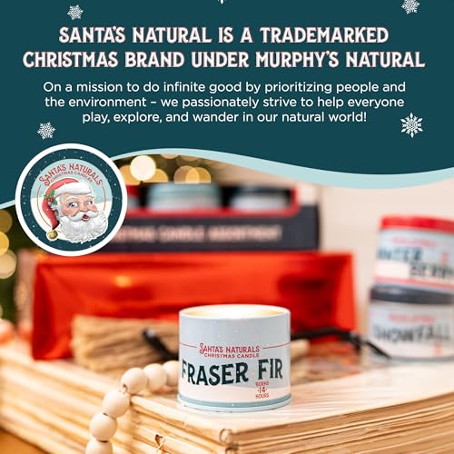 Santa's Naturals Fraser Fir Christmas Mini Candles Gift Set for Holidays, Soy & Beeswax Blend, 3.5 oz Candles, 3-Pack