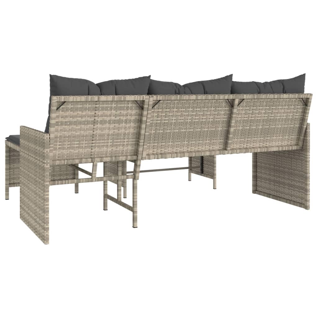 vidaXL Narożnik ogrodowy z poduszkami i stolikiem, rattan PE, szary, sofa do ogrodu, meble ogrodowe, kanapa ogrodowa, siedzisko ogrodowe