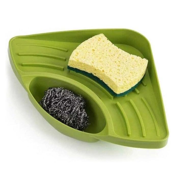 Triangular Sink Organizer – Multi-Purpose Corner Storage Rack for Kitchen Sponge, Scrubber & Soap Holder