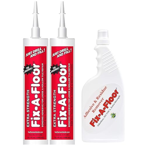 The Original Fix-A-Floor Loose Tile Repair Adhesive with Residue Remover - Tile, Porcelain, Ceramic, Marble, Stone & Wood Floor Repair Adhesive - Pack of 2