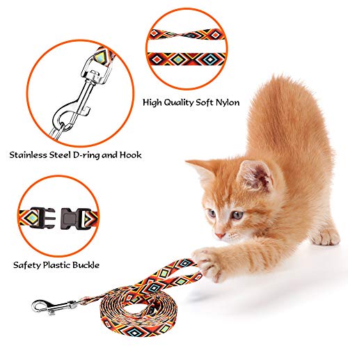 Cat Harness And Leash Set Geometric Pattern Escape Proof Adjustable For Kitty Outdoor Walking(Orange) #TOP2
