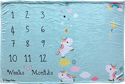Happy Palace Baby Milestone Blanket, Weekly and Monthly Milestones (Floral Wreath and Frame Included) | Photo Backdrop Prop for Newborn Boy and Girl, for New Mom | Premium Fleece Large 60